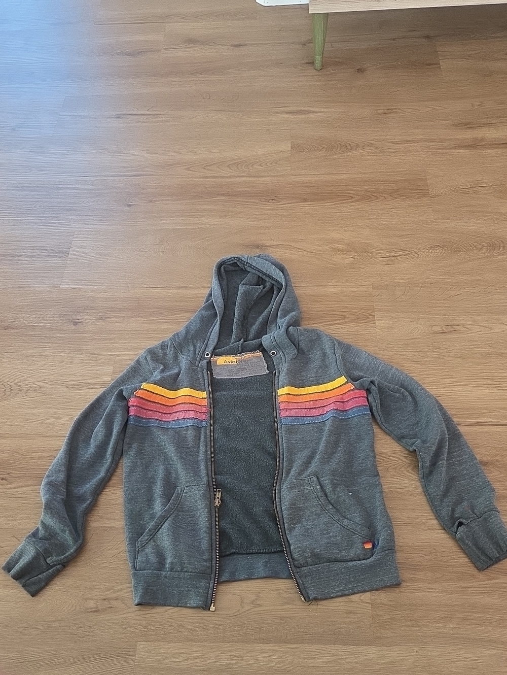 Aviator Nation Kids Hoodie Zip Dark Gray Heather Size 10